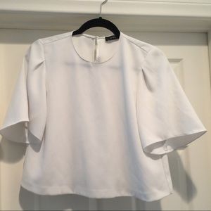 Zara women white cropped top with bell sleeves